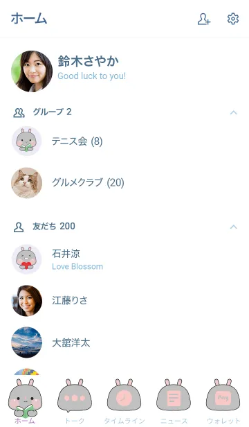 [LINE着せ替え] Simple Cutie Grey Rabbit Theme (JP)の画像2