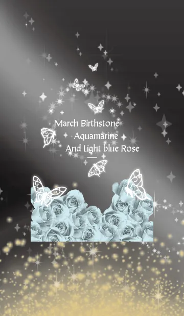 [LINE着せ替え] 黒 : 3月のアクアマリンと蝶の画像1