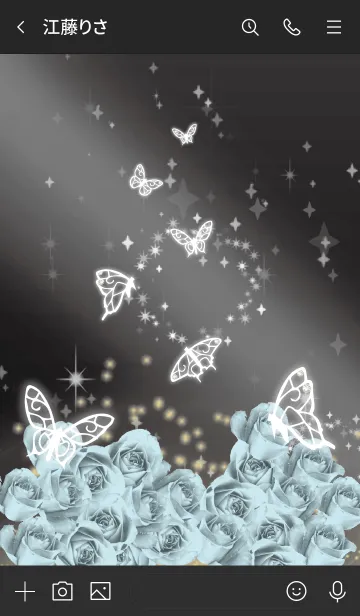 [LINE着せ替え] 黒 : 3月のアクアマリンと蝶の画像3