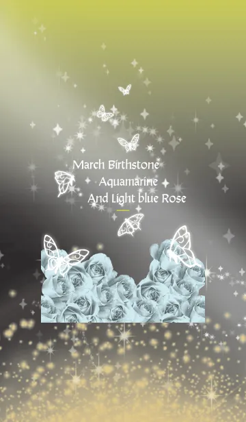 [LINE着せ替え] 黒と黄色 : 3月のアクアマリンと蝶の画像1