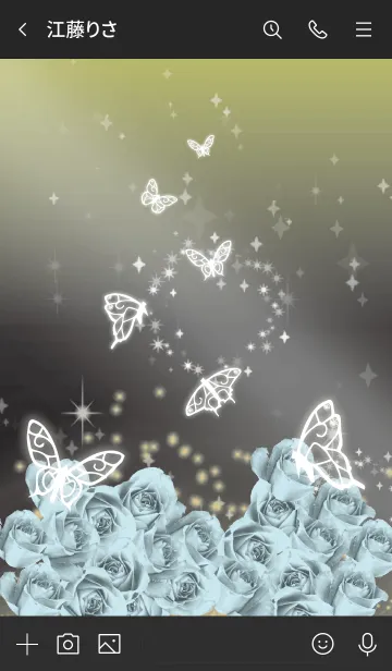 [LINE着せ替え] 黒と黄色 : 3月のアクアマリンと蝶の画像3