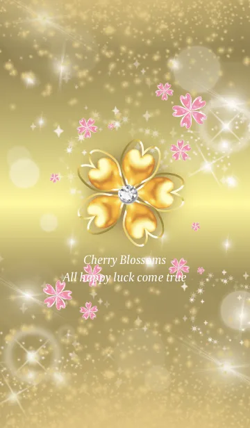 [LINE着せ替え] ゴールド : 桜と四葉の幸運の画像1