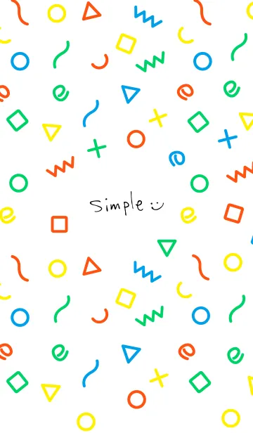 [LINE着せ替え] カラフル図形 白13の画像1