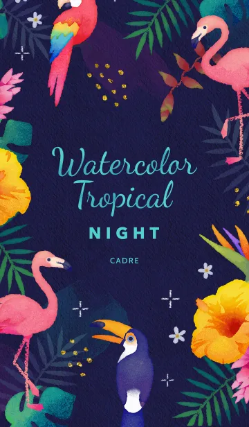 [LINE着せ替え] Watercolor Tropical - NIGHT（再販）の画像1