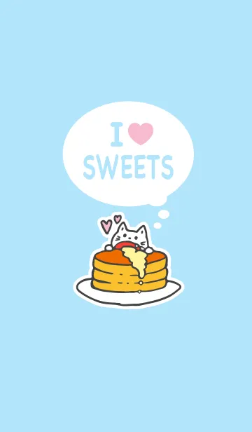 [LINE着せ替え] パンケーキを食べるネコ(UniqueTakeSweets)の画像1