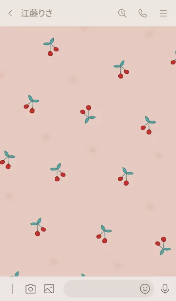 [LINE着せ替え] cherry pattern / ivory dustypinkの画像3