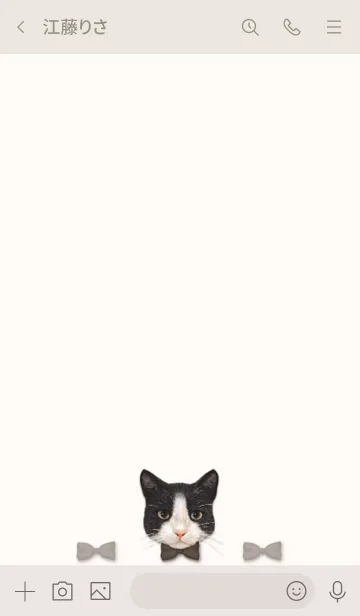 [LINE着せ替え] リボンをつけたネコ -白黒-の画像3