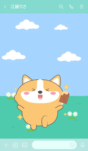 [LINE着せ替え] Be Cute White Corgi Dog Theme (JP)の画像3