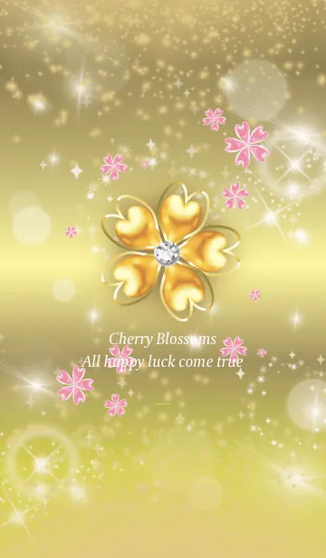 [LINE着せ替え] 黒と黄色 : 桜と四葉の幸運の画像1