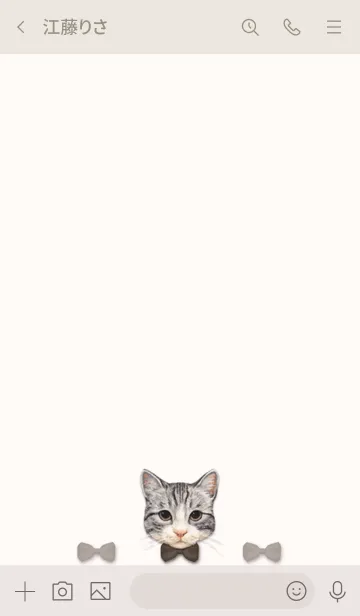 [LINE着せ替え] リボンをつけたネコ -サバトラ白-の画像3