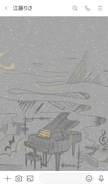 [LINE着せ替え] ピアノと月の線画の画像3