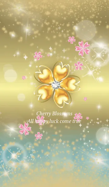 [LINE着せ替え] 青 : 桜と四葉の幸運の画像1