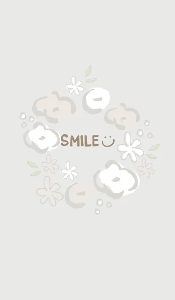 [LINE着せ替え] 手書きお花リース グレージュの画像1