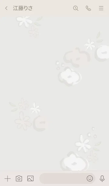 [LINE着せ替え] 手書きお花リース グレージュの画像3