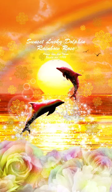 [LINE着せ替え] 恋愛運 Sunset Lucky Dolphin Rainbow Roseの画像1