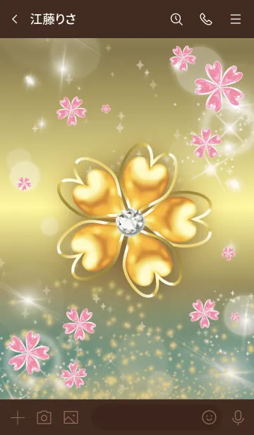 [LINE着せ替え] 茶色と緑 : 桜と四葉の幸運の画像3