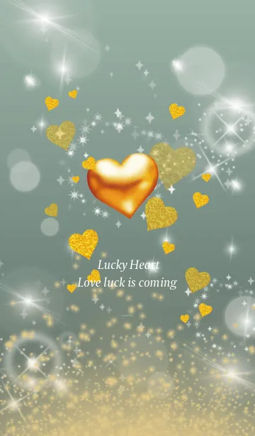 [LINE着せ替え] ベージュ カーキ : 恋愛運UPゴールドハートの画像1