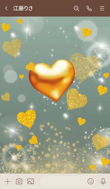 [LINE着せ替え] ベージュ カーキ : 恋愛運UPゴールドハートの画像3