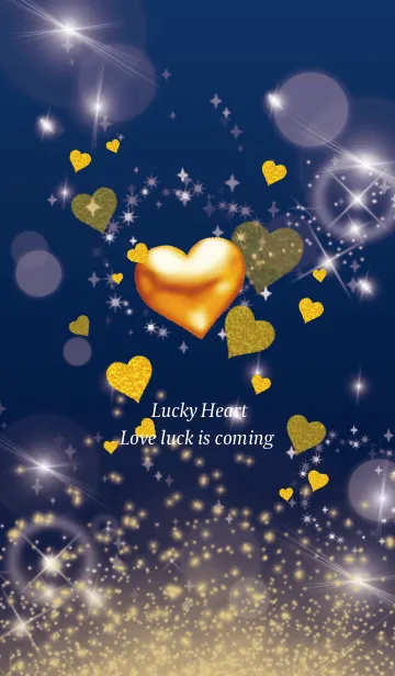 [LINE着せ替え] ベージュネイビー: 恋愛運UPゴールドハートの画像1