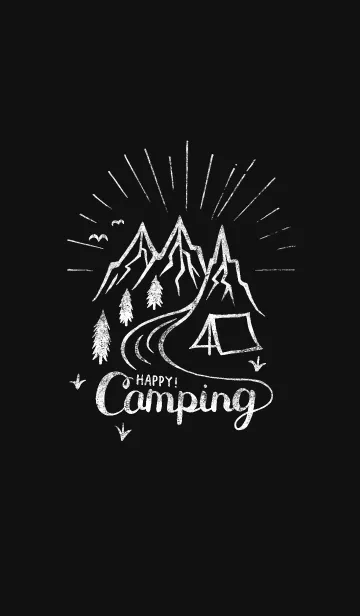 [LINE着せ替え] Happy Camping - ブラックカラー/黒色 -の画像1