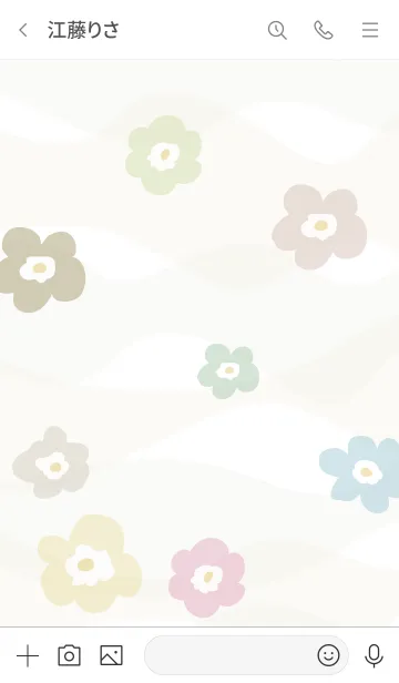 [LINE着せ替え] くすみカラー花々 ホワイトの画像3