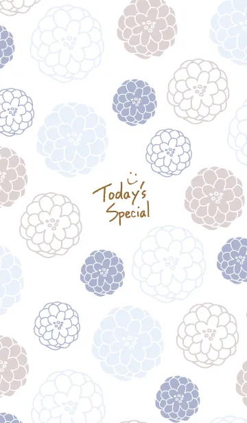 [LINE着せ替え] 手書きのお花 ブルーとベージュの画像1