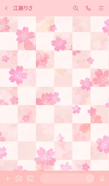 [LINE着せ替え] ■□桜×市松模様□■の画像3