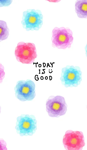 [LINE着せ替え] カラフルお花柄水彩30の画像1