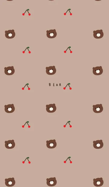 [LINE着せ替え] さくらんぼとクマ。ベージュ。の画像1