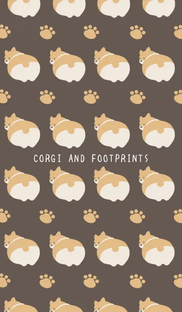 [LINE着せ替え] コーギーと足跡の着せかえ ブラウンの画像1