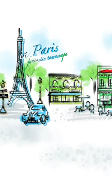 [LINE着せ替え] パリの街並み（マカロン、緑）の画像1