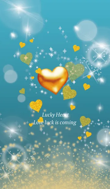 [LINE着せ替え] 青 : 恋愛運UPゴールドハートの画像1