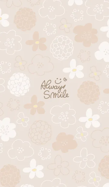 [LINE着せ替え] 白とベージュの花 ベージュ3の画像1