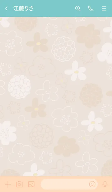 [LINE着せ替え] 白とベージュの花 ベージュ3の画像3