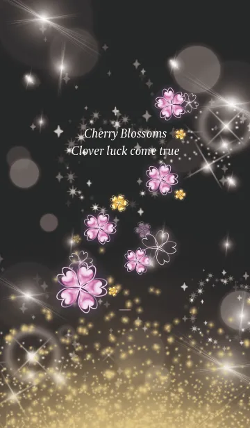 [LINE着せ替え] 黒とピンク : 運気UP桜とクローバーの画像1