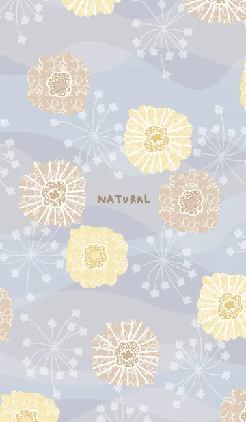 [LINE着せ替え] ベージュ系 花 パープルの画像1