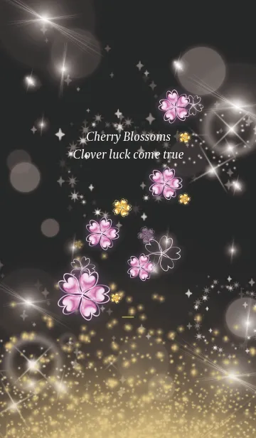 [LINE着せ替え] 黒と黄色 : 運気UP桜とクローバーの画像1
