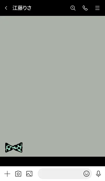 [LINE着せ替え] 水玉リボン ブラック×グリーンの画像3