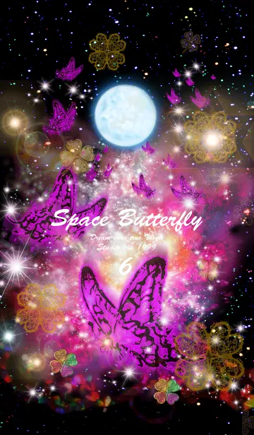 [LINE着せ替え] 運気を引き寄せる蝶と月 Space Butterfly6の画像1