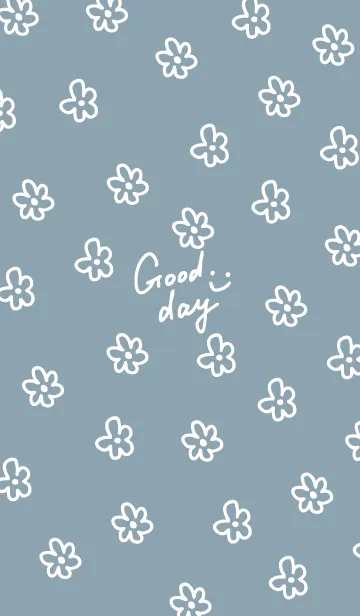 [LINE着せ替え] 白いお花 くすみブルーの画像1