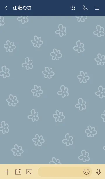 [LINE着せ替え] 白いお花 くすみブルーの画像3