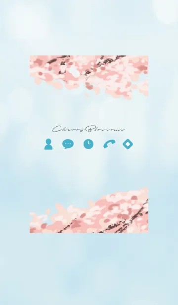 [LINE着せ替え] 青 : 桜のシンプルアイコンの画像1