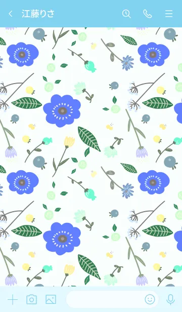 [LINE着せ替え] Frame of blue flowersの画像3