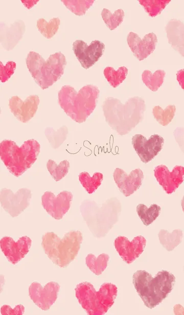 [LINE着せ替え] 水彩ピンクハート たくさん3の画像1