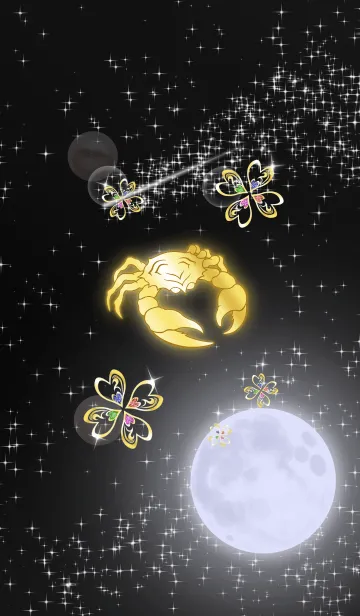 [LINE着せ替え] 運気上昇！蟹座と四つ葉のクローバーの画像1