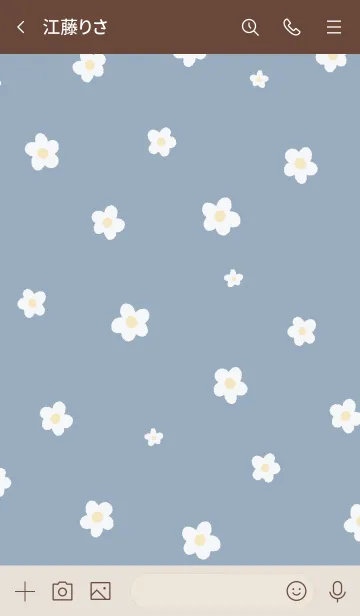 [LINE着せ替え] シンプル 小花柄 ブルー ベージュの画像3
