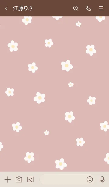 [LINE着せ替え] シンプル 小花柄 ピンク ベージュの画像3