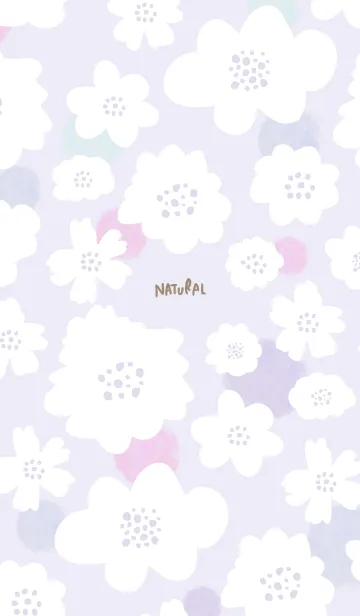 [LINE着せ替え] 白いお花と水玉 パープルの画像1