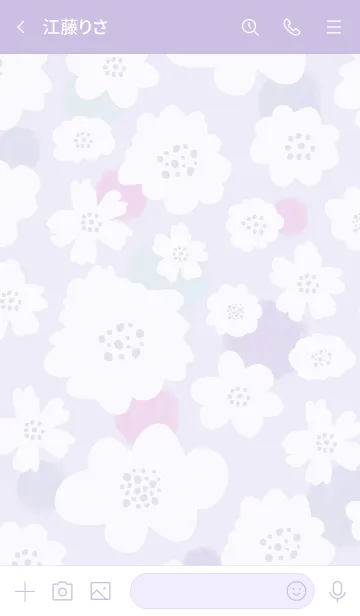 [LINE着せ替え] 白いお花と水玉 パープルの画像3