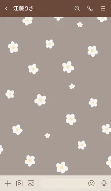 [LINE着せ替え] シンプル 小花柄 ブラウン ベージュの画像3